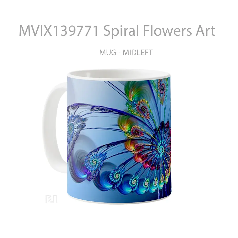 Mug Spiral Flowers Art Gelas Pemandangan Alam - All-side / Desain