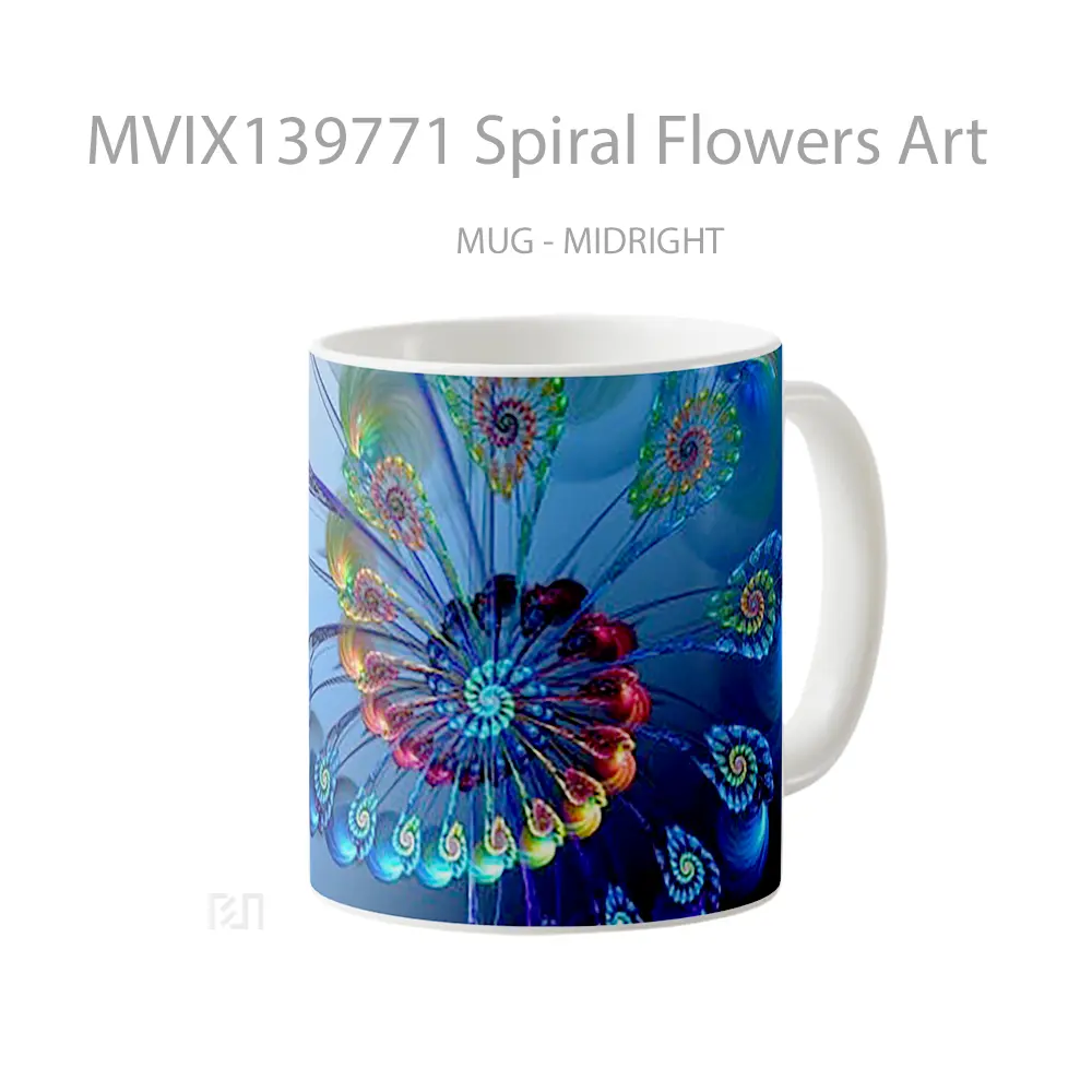 Mug Spiral Flowers Art Gelas Pemandangan Alam - All-side / Desain