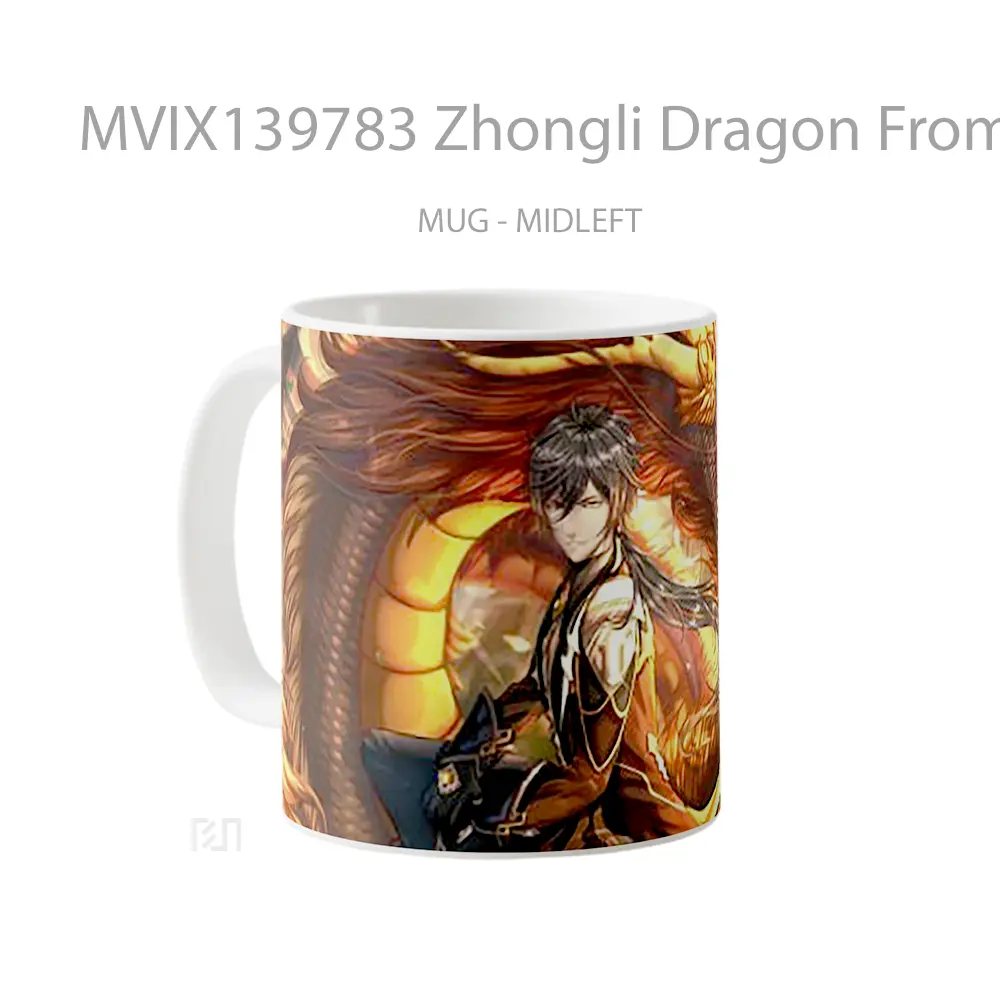 Mug Zhongli Dragon From Genshin Impact Cangkir Gamer - All-side / Desain