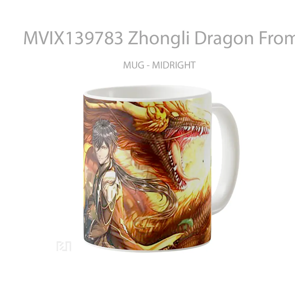 Mug Zhongli Dragon From Genshin Impact Cangkir Gamer - All-side / Desain