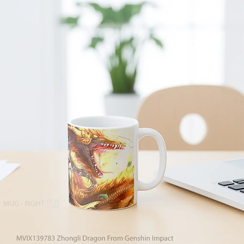 Mug Zhongli Dragon From Genshin Impact Cangkir Gamer - All-side / Desain