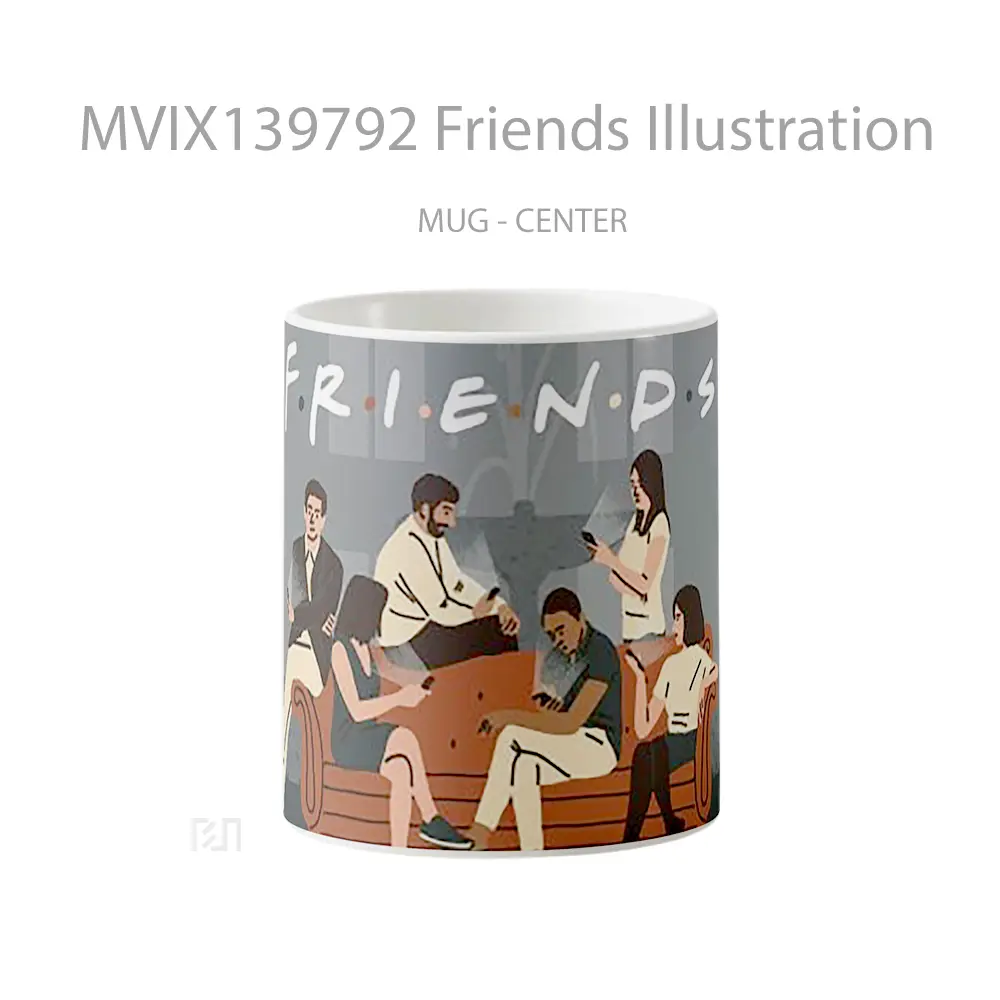 Mug Friends Illustration Gelas Seni Modern
