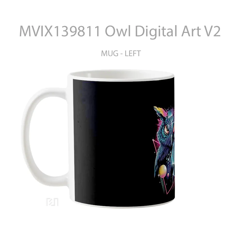 Mug Owl Digital Art V2 Gelas Hewan Lucu - All-side / Desain