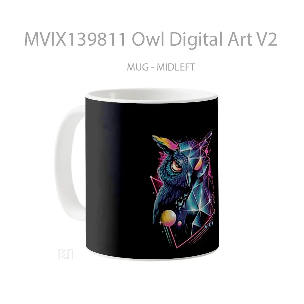 Mug Owl Digital Art V2 Gelas Hewan Lucu - All-side / Desain