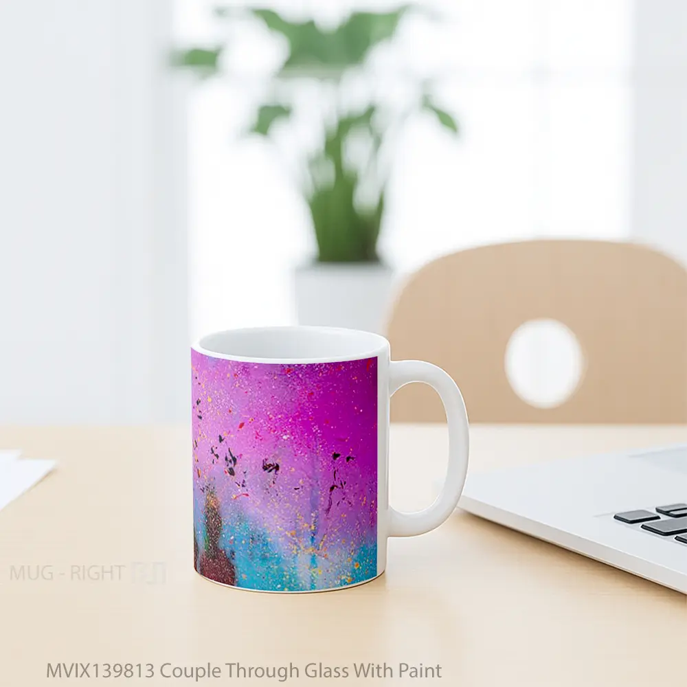 Mug Couple Through Glass With Paint Gelas Keramik Unik - All-side / Desain