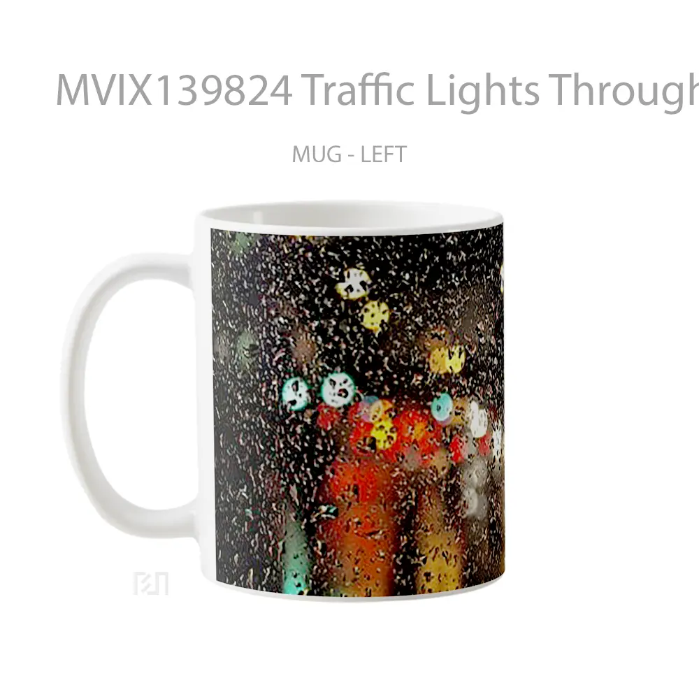 Mug Traffic Lights Through Glass With Rain Drop Gelas Pemandangan Alam - All-side / Desain