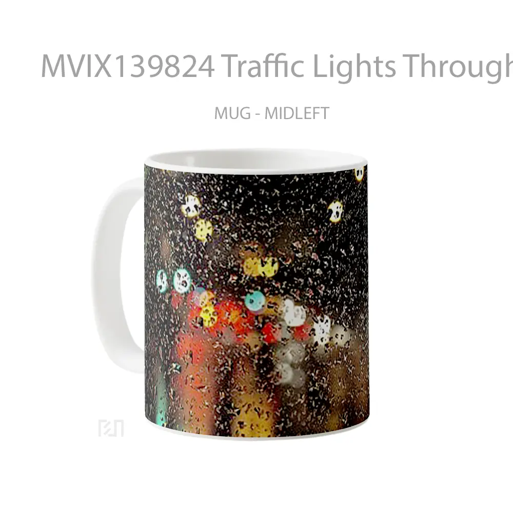 Mug Traffic Lights Through Glass With Rain Drop Gelas Pemandangan Alam - All-side / Desain