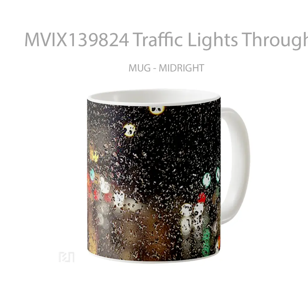 Mug Traffic Lights Through Glass With Rain Drop Gelas Pemandangan Alam - All-side / Desain
