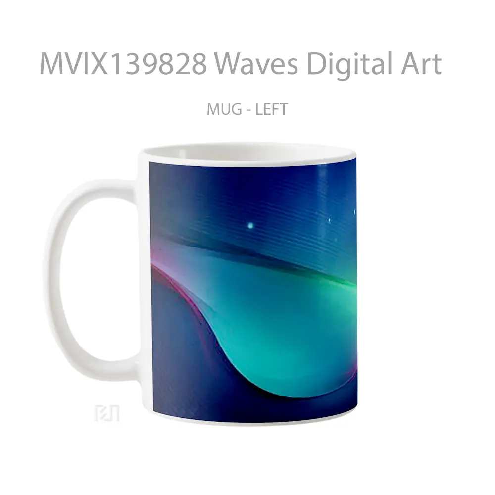 Mug Waves Digital Art Gelas Seni Modern - All-side / Desain