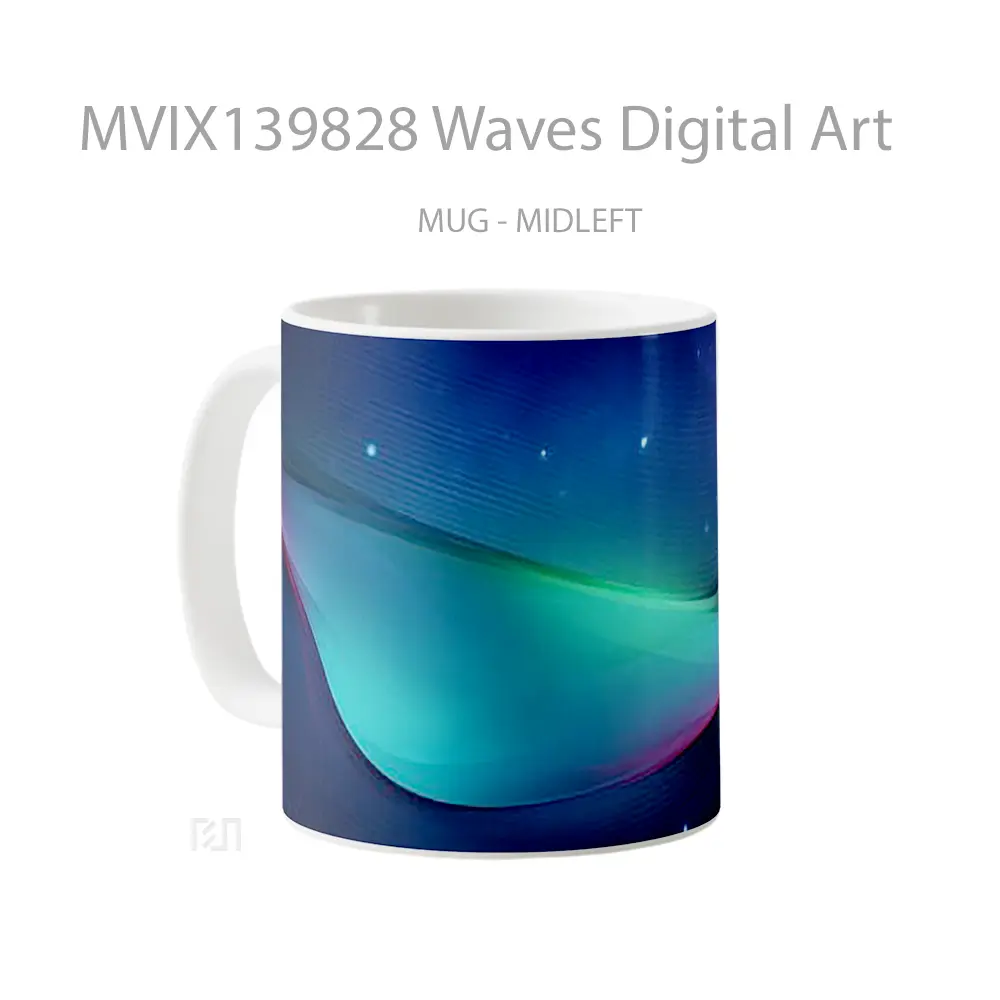 Mug Waves Digital Art Gelas Seni Modern - All-side / Desain