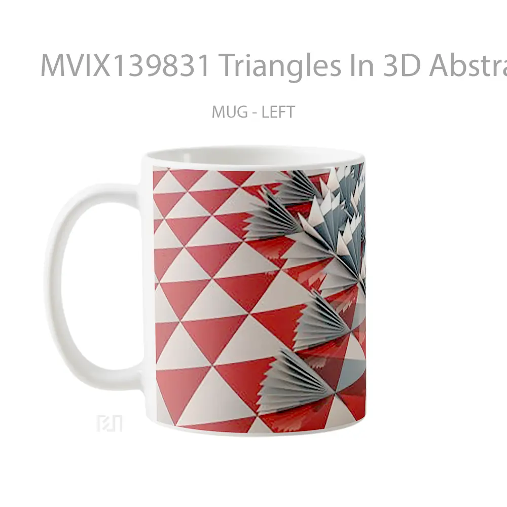 Mug Triangles In 3D Abstract Gelas Seni Modern - All-side / Desain