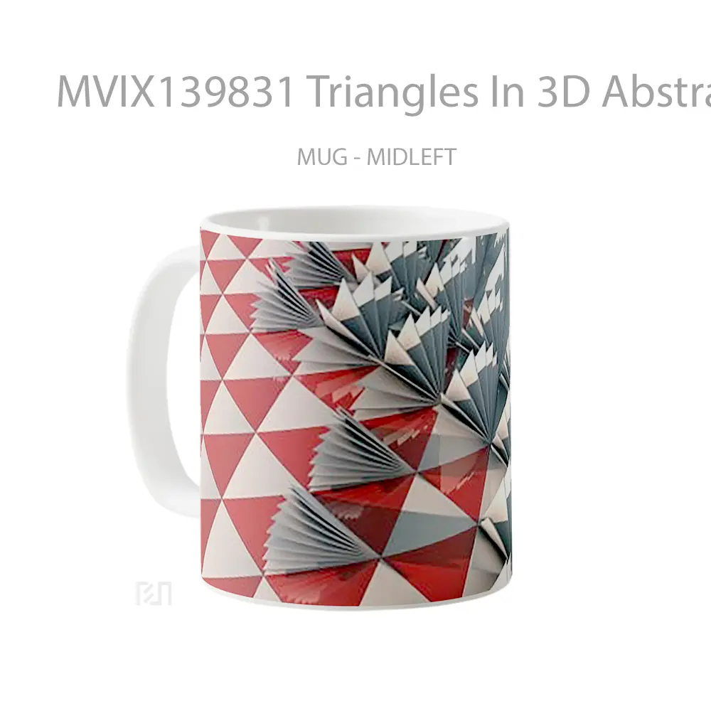 Mug Triangles In 3D Abstract Gelas Seni Modern - All-side / Desain