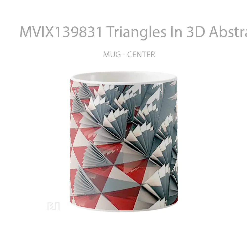 Mug Triangles In 3D Abstract Gelas Seni Modern