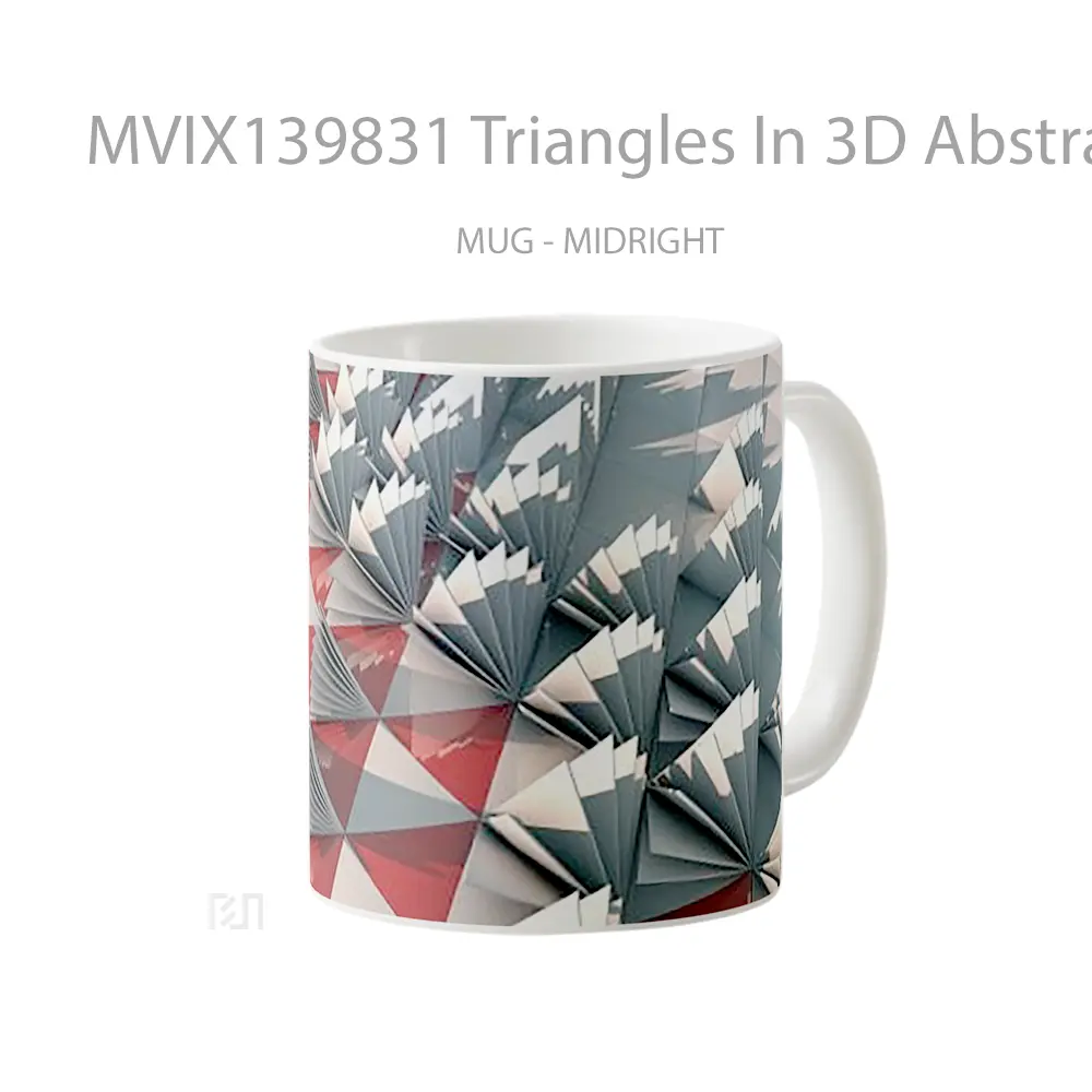 Mug Triangles In 3D Abstract Gelas Seni Modern - All-side / Desain