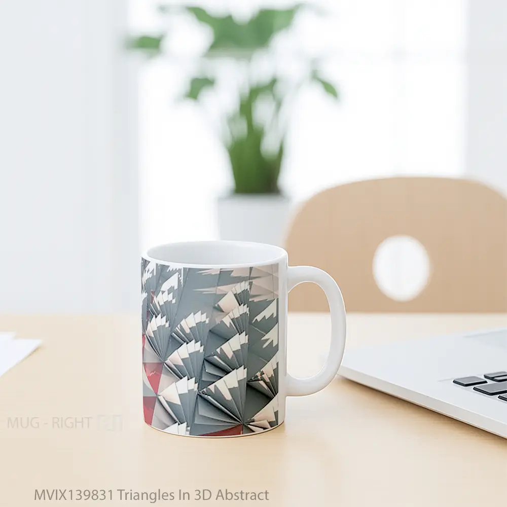 Mug Triangles In 3D Abstract Gelas Seni Modern - All-side / Desain