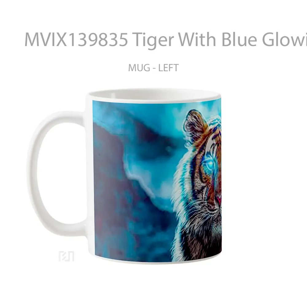 Mug Tiger With Blue Glowing Eyes Gelas Hewan Lucu - All-side / Desain