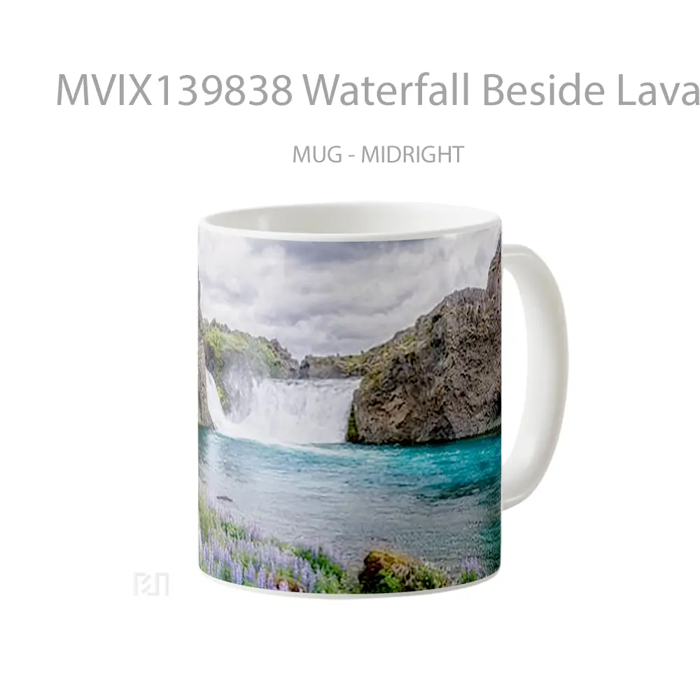 Mug Waterfall Beside Lavander Field Gelas Pemandangan Alam - All-side / Desain
