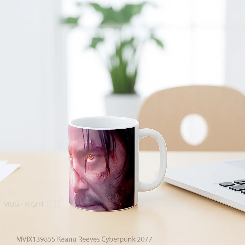 Mug Keanu Reeves Cyberpunk 2077 Cangkir Gamer - All-side / Desain