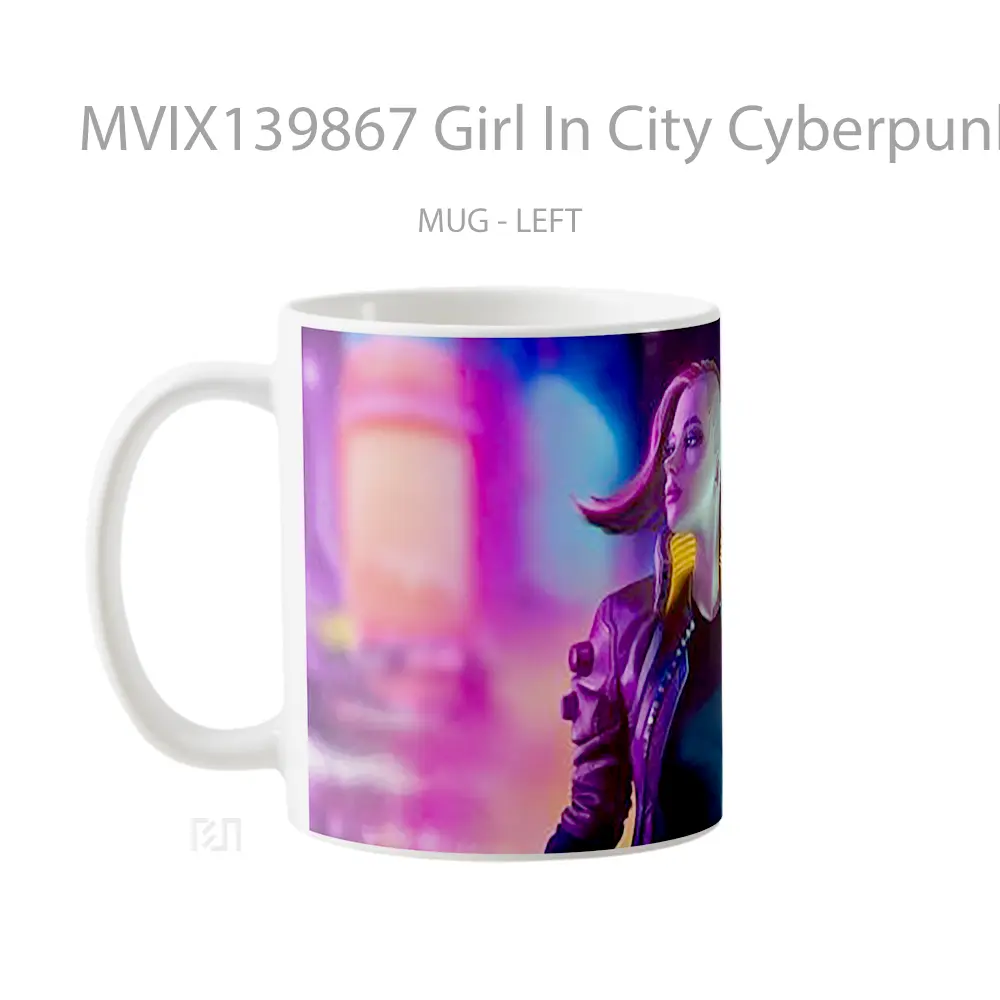 Mug Girl In City Cyberpunk 2077 Cangkir Gamer - All-side / Desain