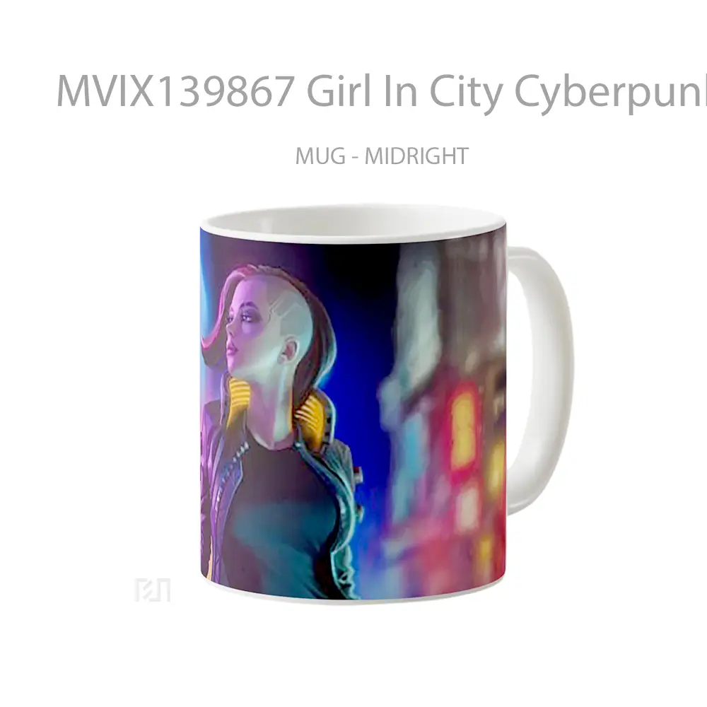 Mug Girl In City Cyberpunk 2077 Cangkir Gamer - All-side / Desain