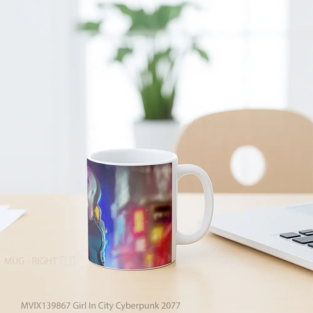 Mug Girl In City Cyberpunk 2077 Cangkir Gamer - All-side / Desain