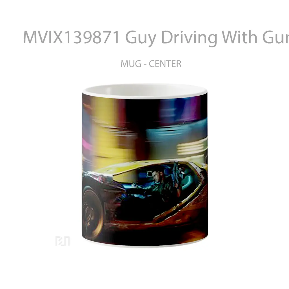 Mug Guy Driving With Gun Cyberpunk 2077 Cangkir Gamer