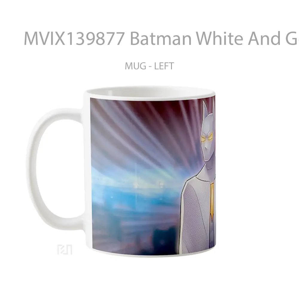 Mug Batman White And Gold Suit Gelas Superhero - All-side / Desain