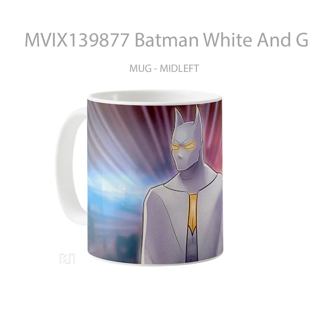 Mug Batman White And Gold Suit Gelas Superhero - All-side / Desain