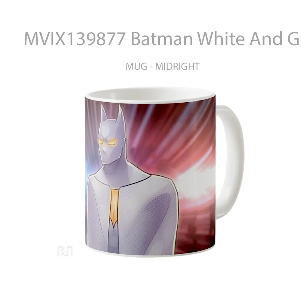 Mug Batman White And Gold Suit Gelas Superhero - All-side / Desain