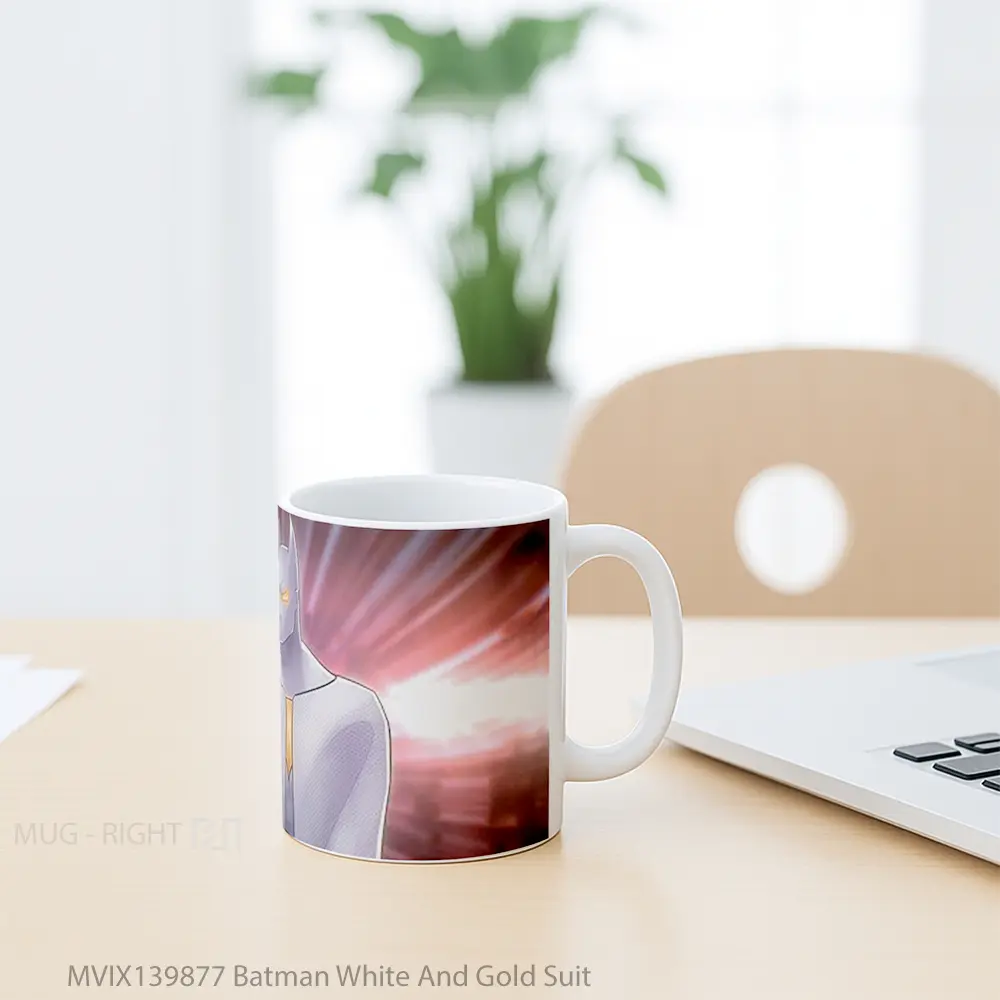 Mug Batman White And Gold Suit Gelas Superhero - All-side / Desain