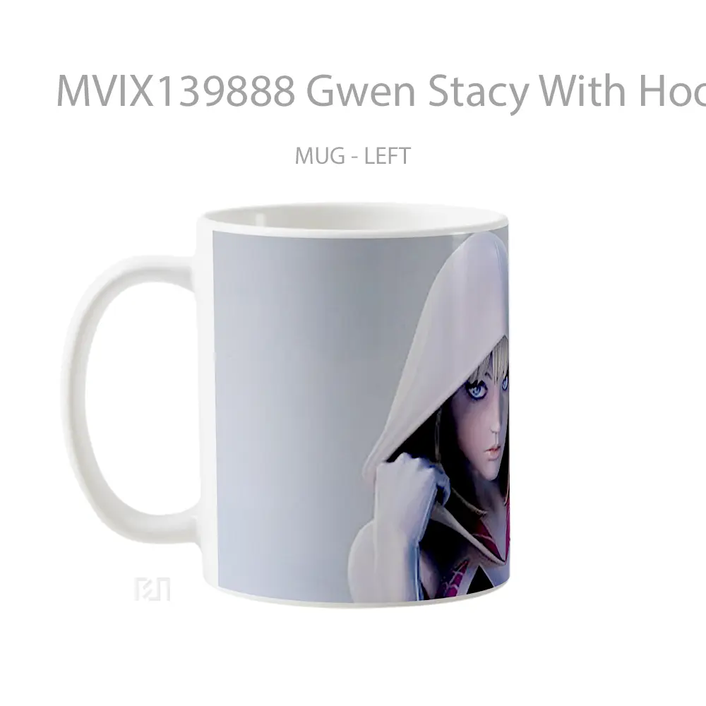 Mug Gwen Stacy With Hood Gelas Superhero - All-side / Desain