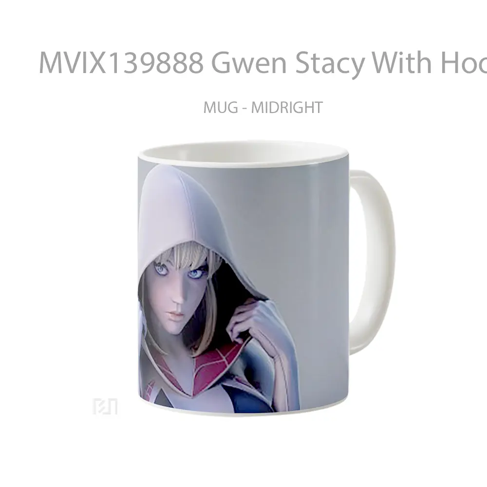 Mug Gwen Stacy With Hood Gelas Superhero - All-side / Desain