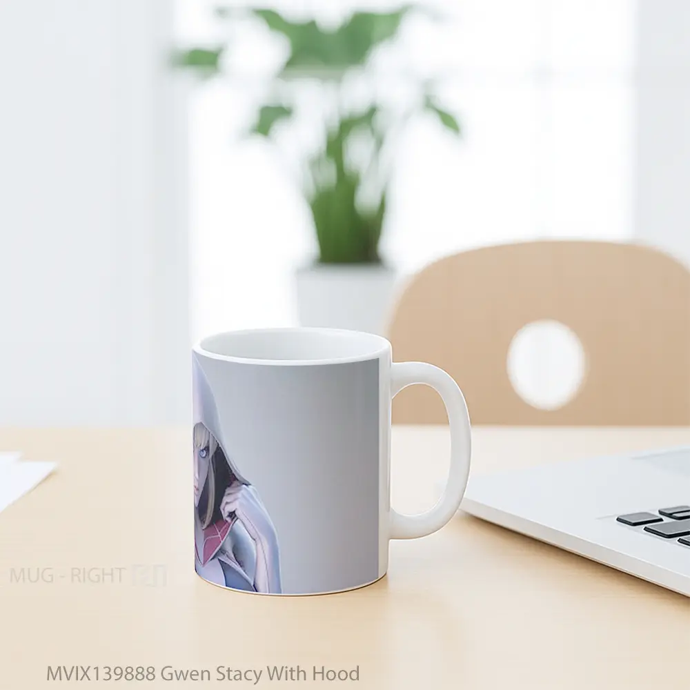 Mug Gwen Stacy With Hood Gelas Superhero - All-side / Desain