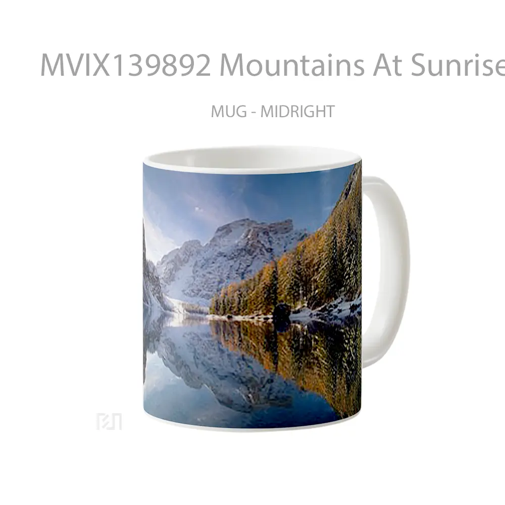 Mug Mountains At Sunrise At Lake Braies Gelas Pemandangan Alam - All-side / Desain
