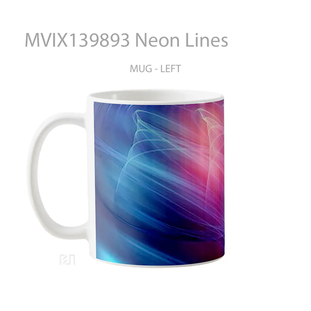 Mug Neon Lines Gelas Keramik Unik - All-side / Desain