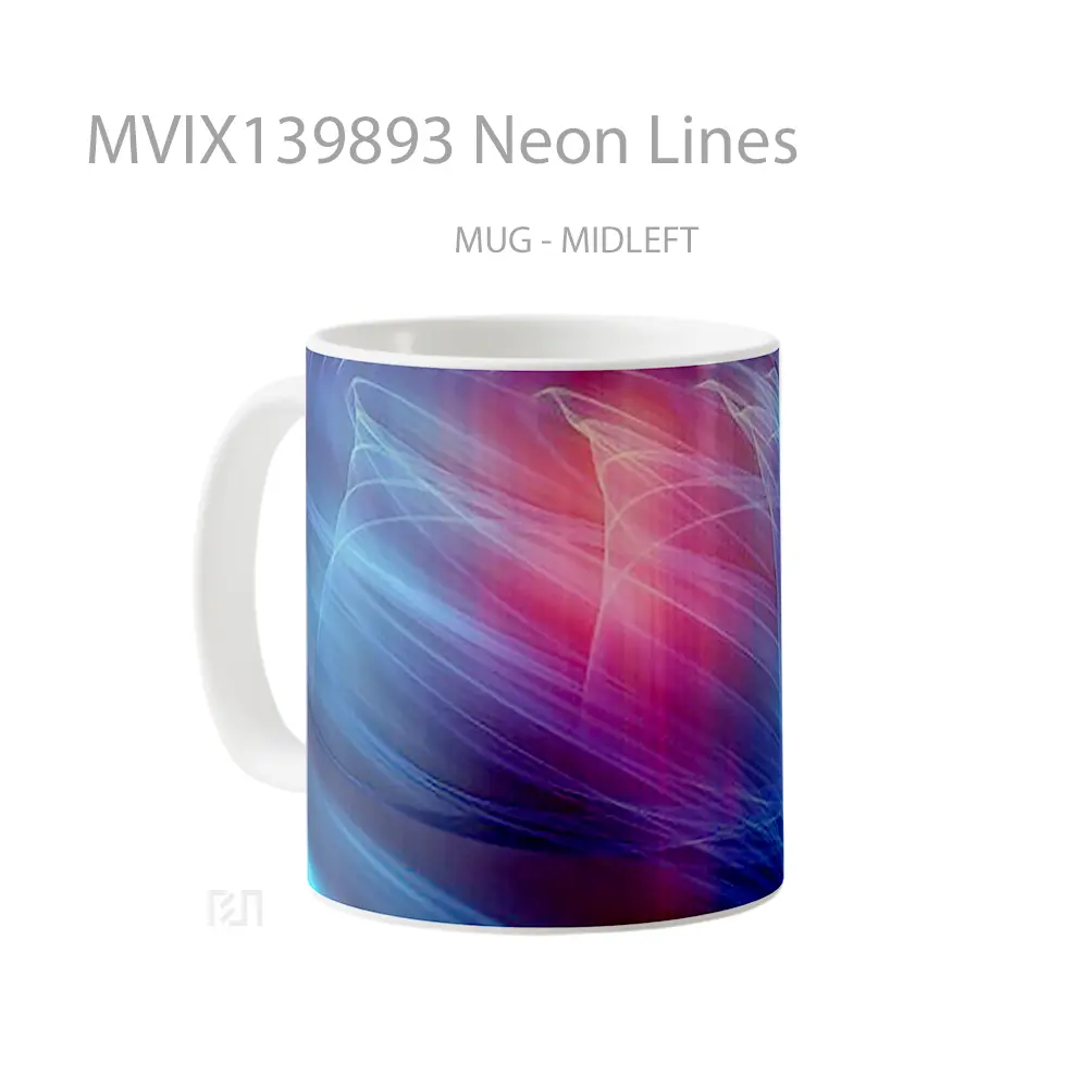 Mug Neon Lines Gelas Keramik Unik - All-side / Desain