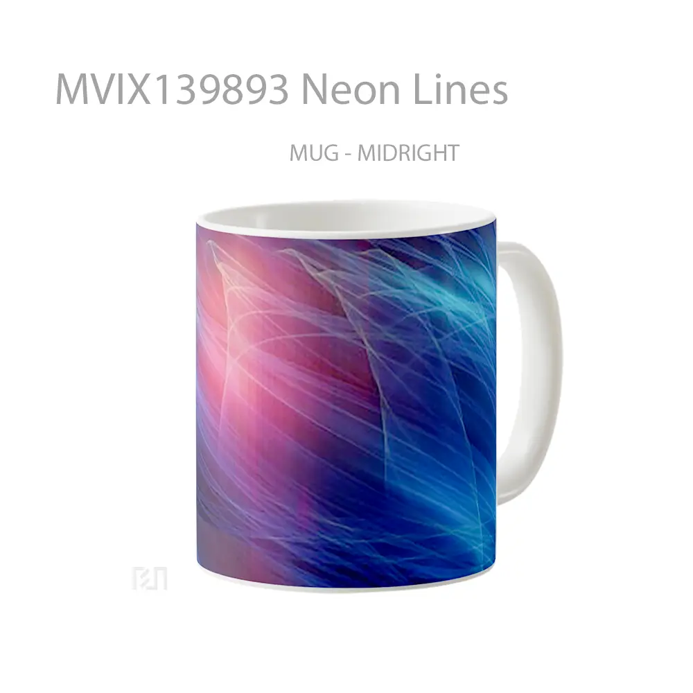 Mug Neon Lines Gelas Keramik Unik - All-side / Desain
