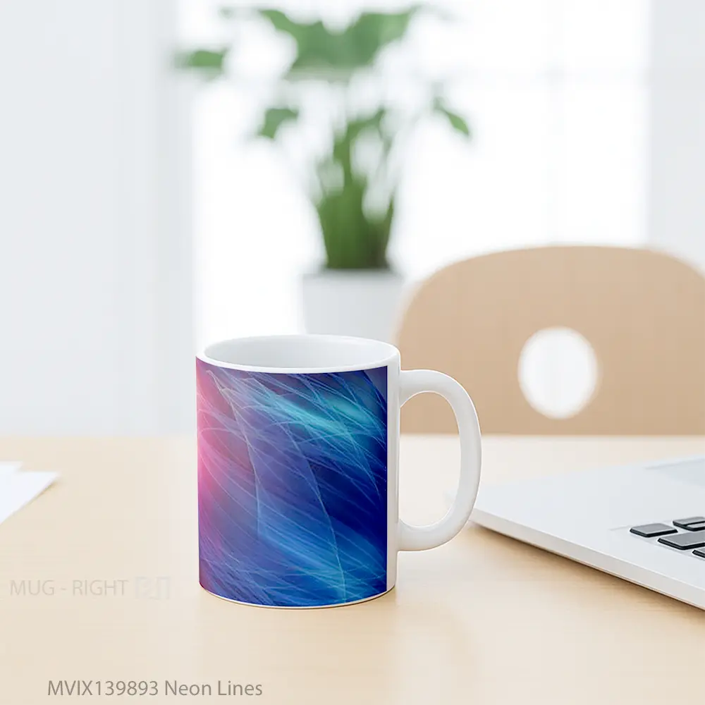 Mug Neon Lines Gelas Keramik Unik - All-side / Desain