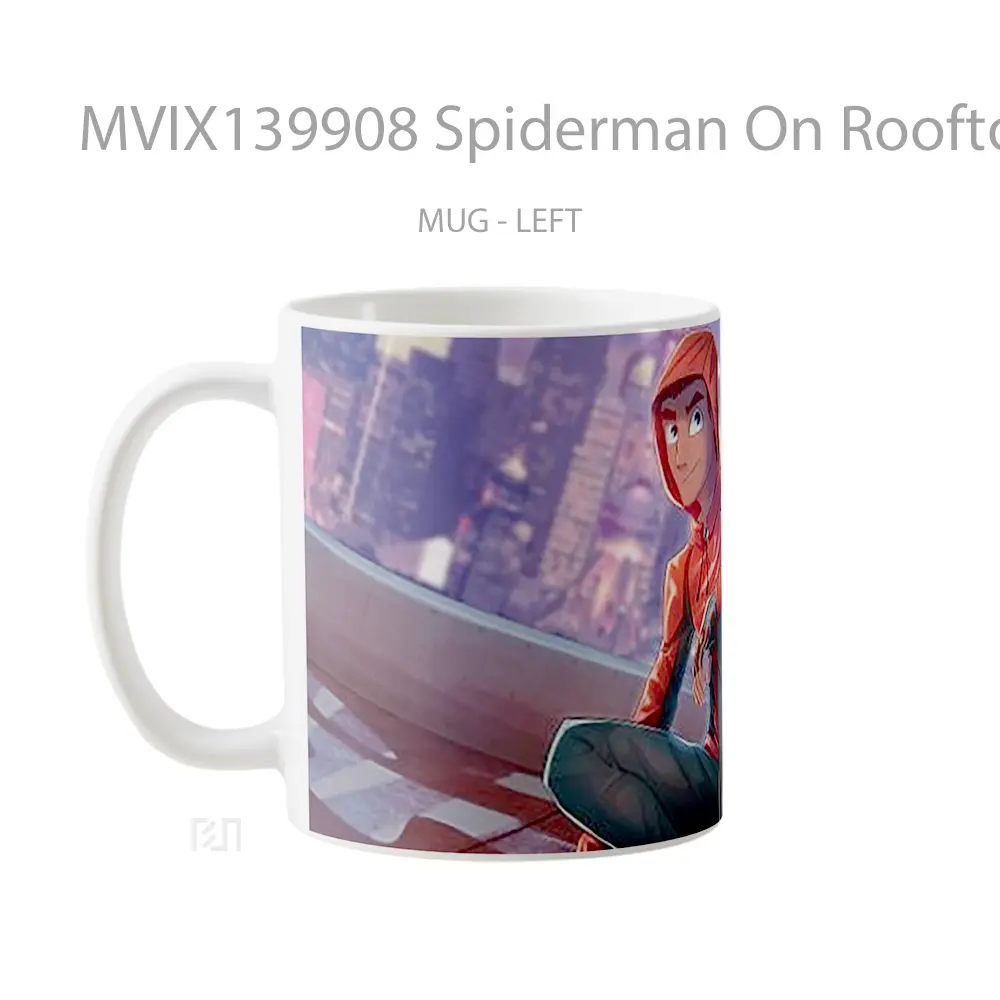 Mug Spiderman On Rooftop Fanart Gelas Superhero - All-side / Desain