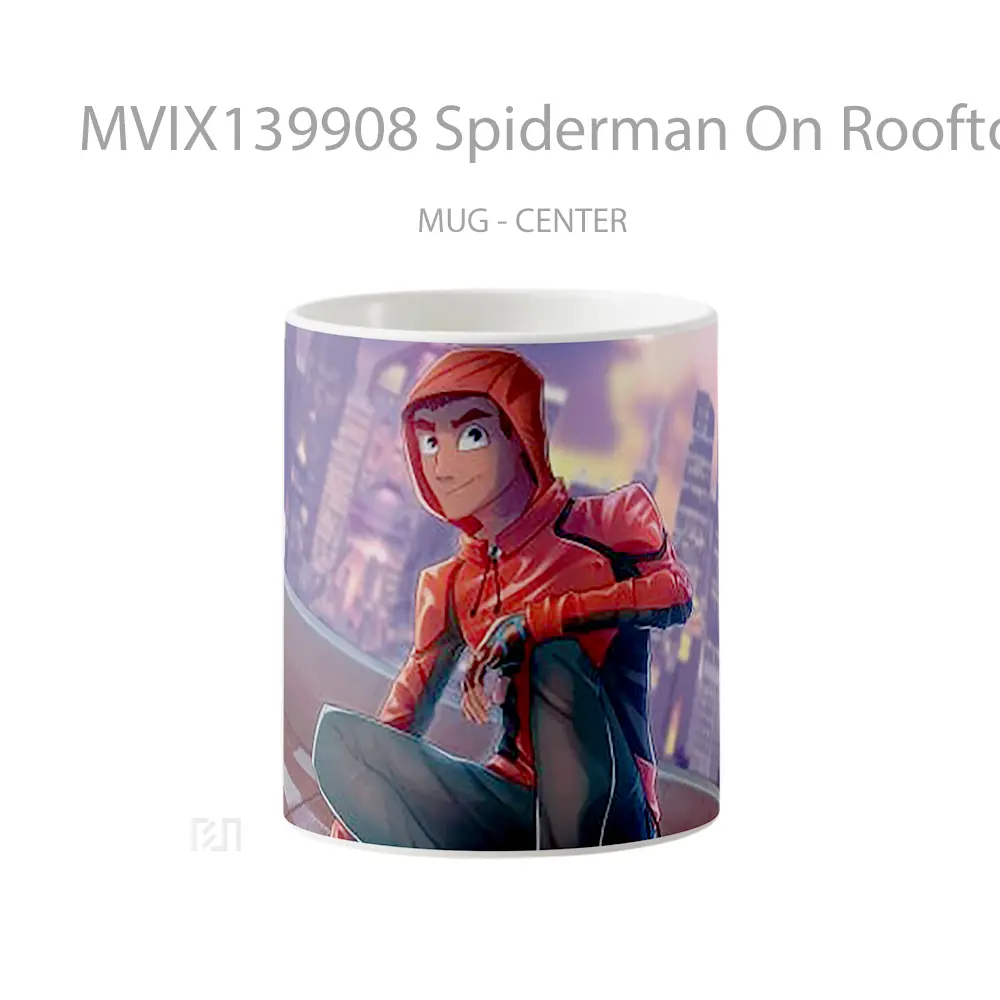 Mug Spiderman On Rooftop Fanart Gelas Superhero