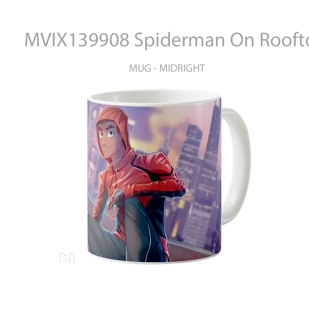 Mug Spiderman On Rooftop Fanart Gelas Superhero - All-side / Desain