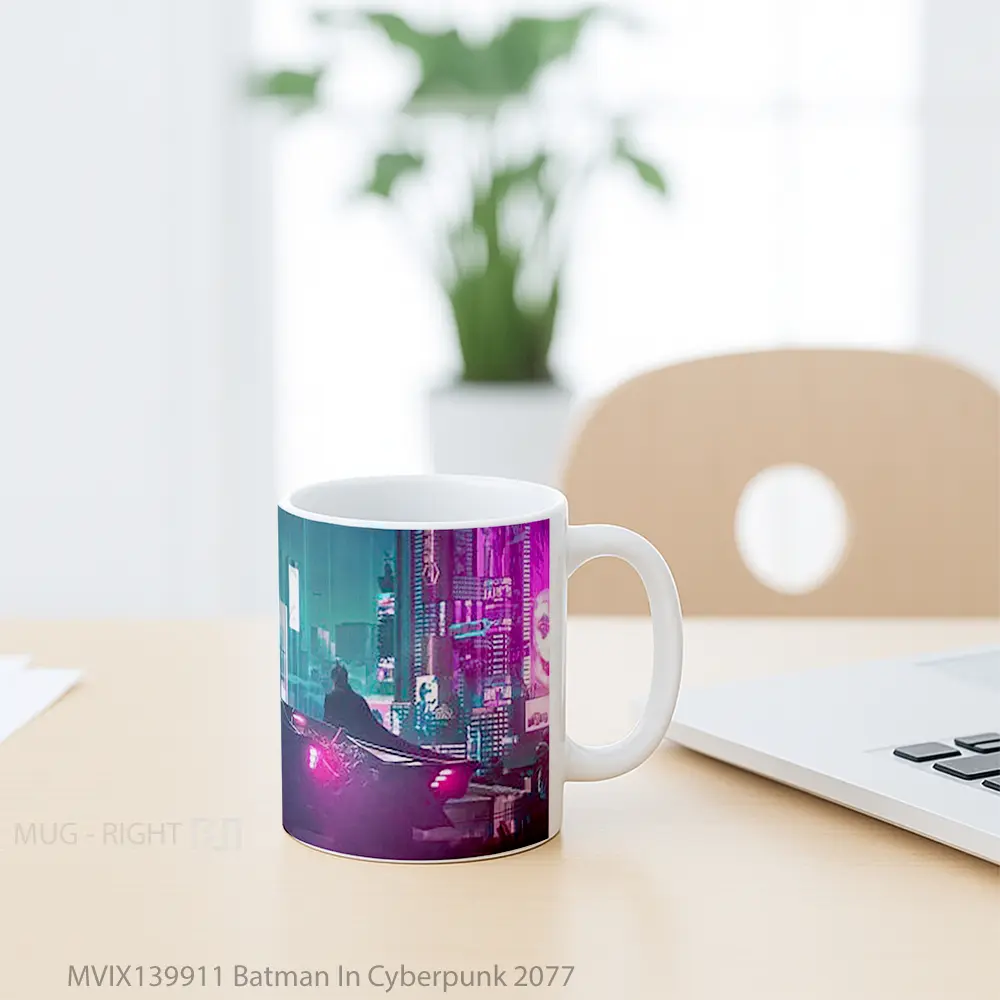 Mug Batman In Cyberpunk 2077 Gelas Superhero - All-side / Desain