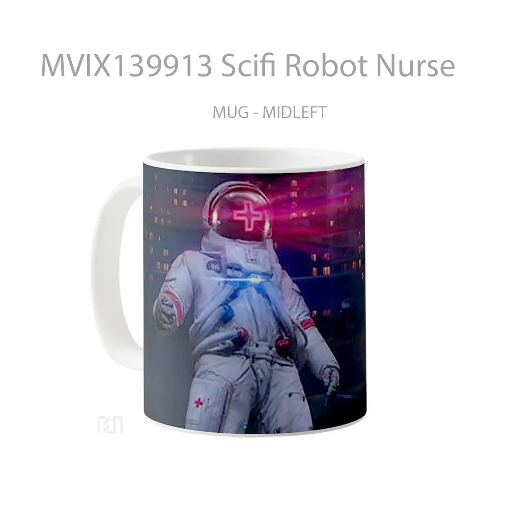 Mug Scifi Robot Nurse Gelas Keramik Unik - All-side / Desain