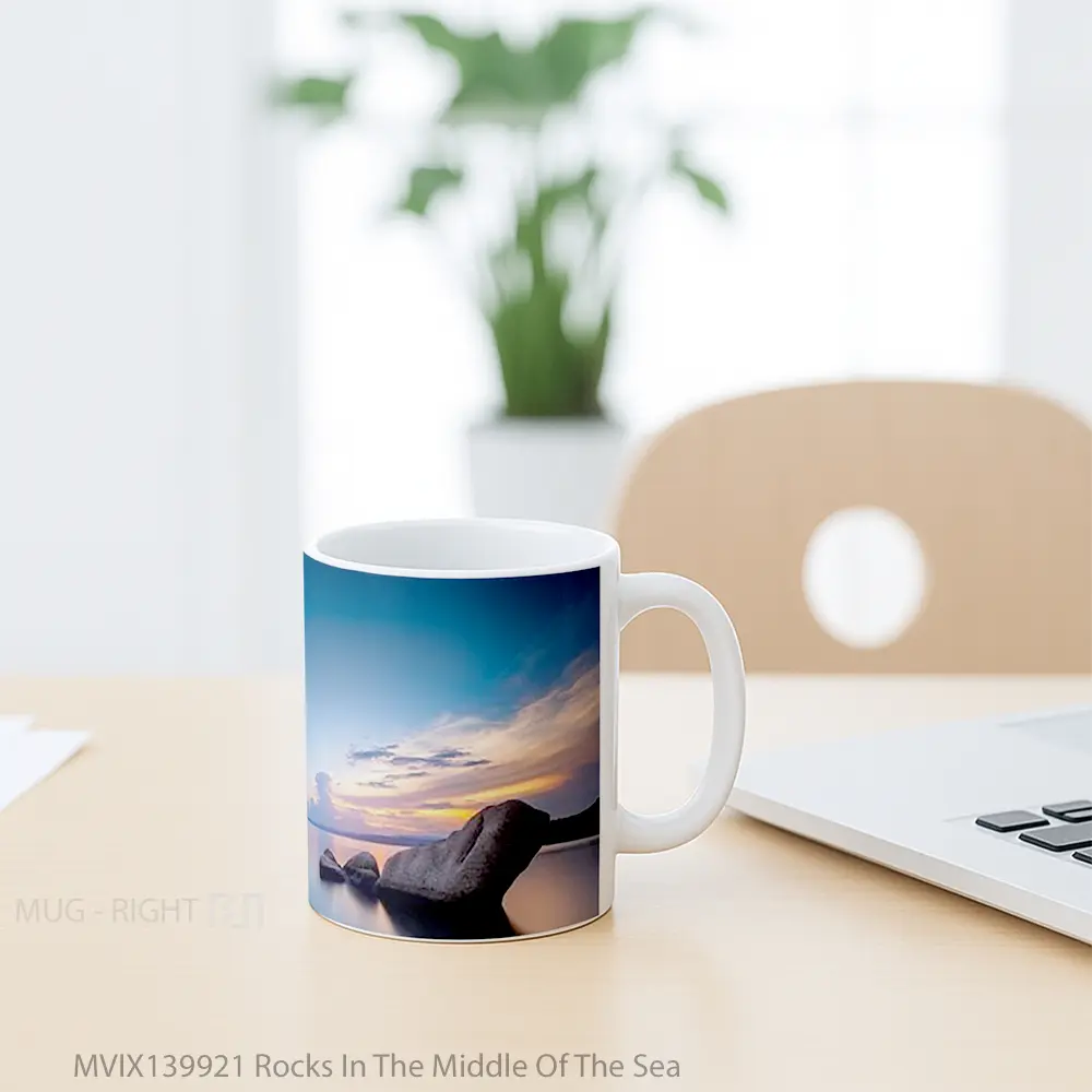 Mug Rocks In The Middle Of The Sea Gelas Pemandangan Alam - All-side / Desain