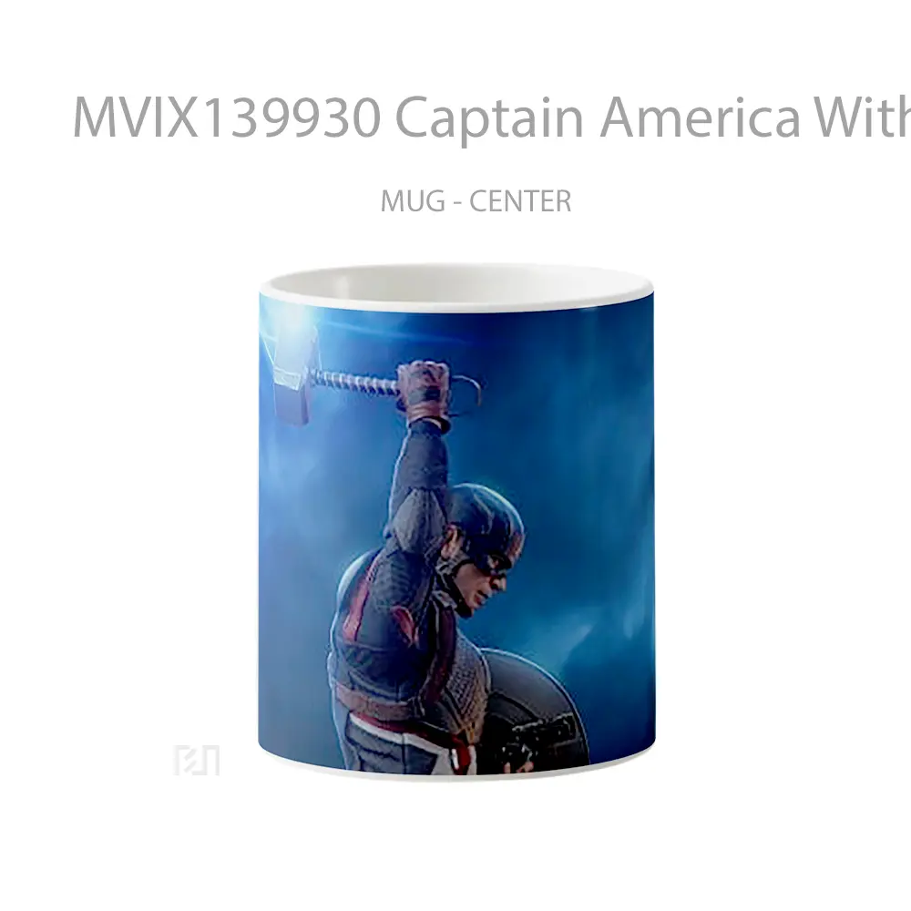 Mug Captain America With Thor S Hammer V4 Gelas Superhero