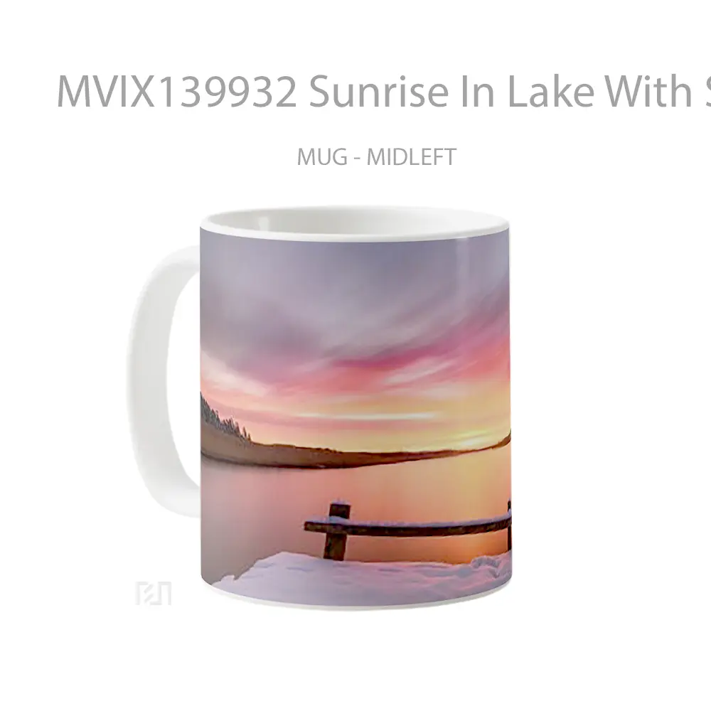 Mug Sunrise In Lake With Snow Gelas Pemandangan Alam - All-side / Desain