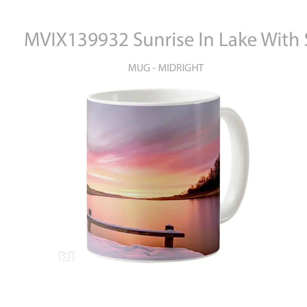 Mug Sunrise In Lake With Snow Gelas Pemandangan Alam - All-side / Desain