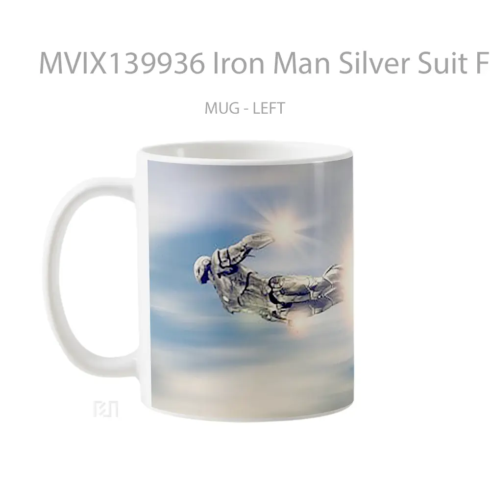 Mug Iron Man Silver Suit Flying Gelas Superhero - All-side / Desain