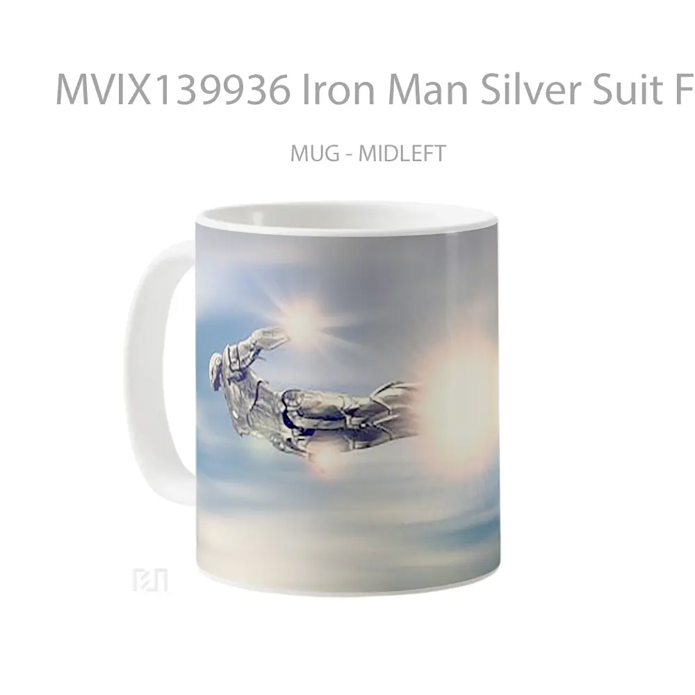 Mug Iron Man Silver Suit Flying Gelas Superhero - All-side / Desain