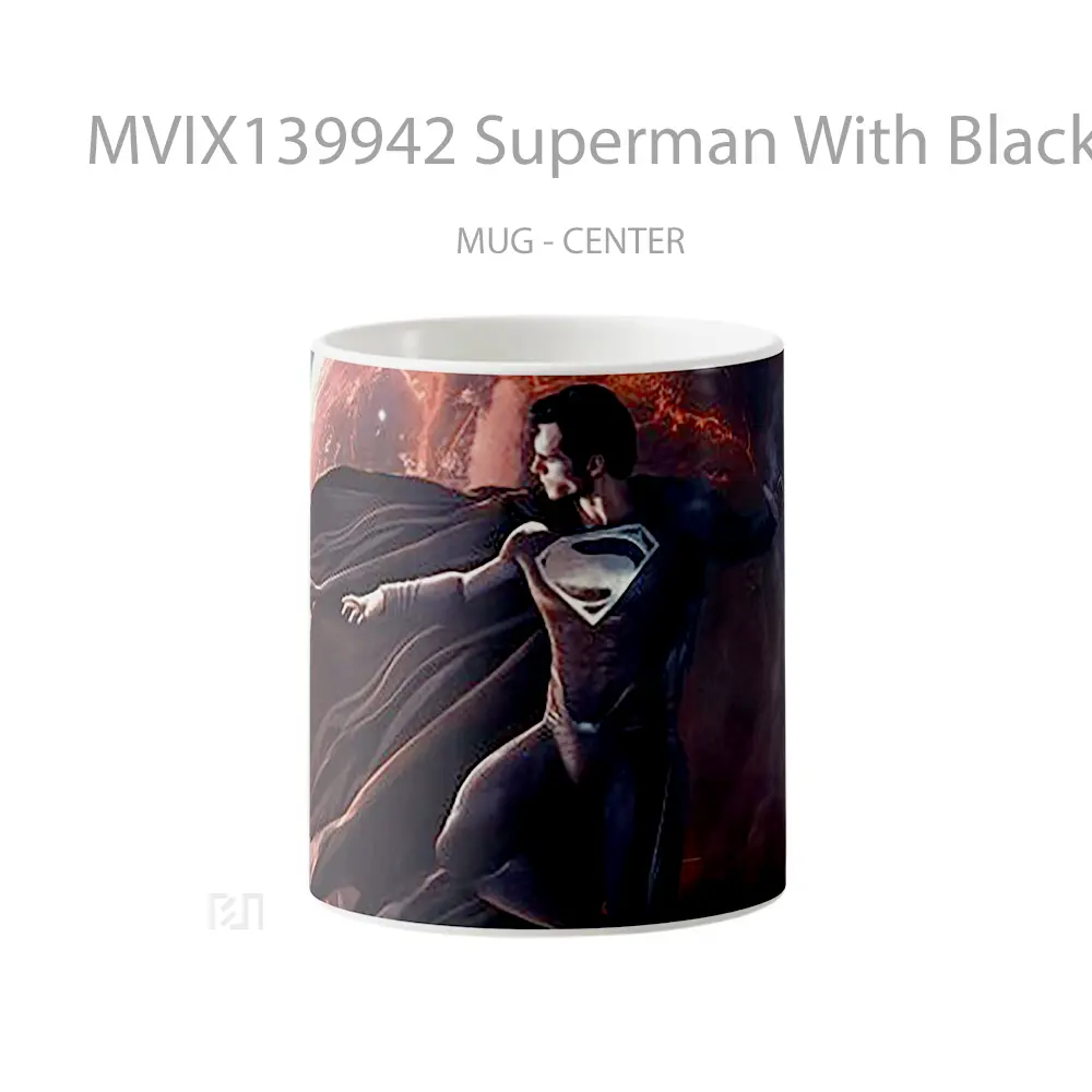 Mug Superman With Black Suit Over The Earth Gelas Superhero